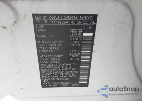 2016 Nissan Rogue Sv из США, поврежденный, VIN KNMAT2MV7GP626465